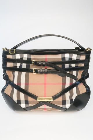 Burberry Check Bridle Calfskin Small Dutton Hobo Bag