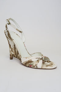 Burberry Floral Canvas Wedge Sandals sz 38