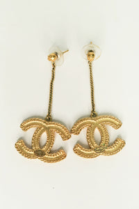 Chanel CC Drop Earrings Matte Gold