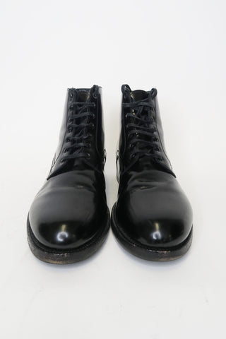 Celine Leather Ankle Lace-Up Boots sz 37.5 - Designer Boots at The Find Luxury Resale - Vancouver, Canada