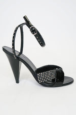Celine Crystal Embellished Leather Sandals sz 36