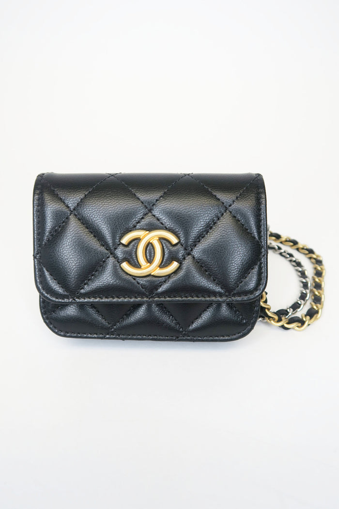 Chanel CC Mini Flap Double Chain Quilted Belt Bag