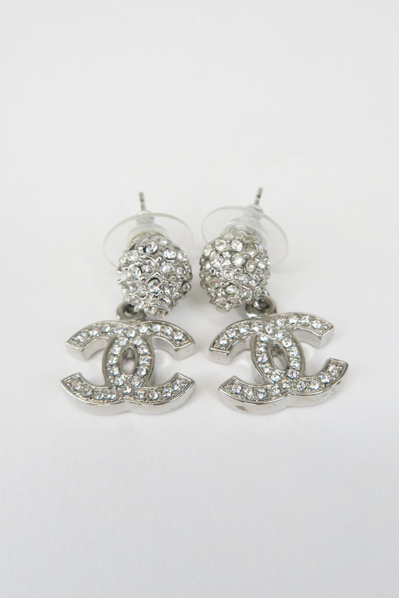 Chanel Strass CC Drop Earrings