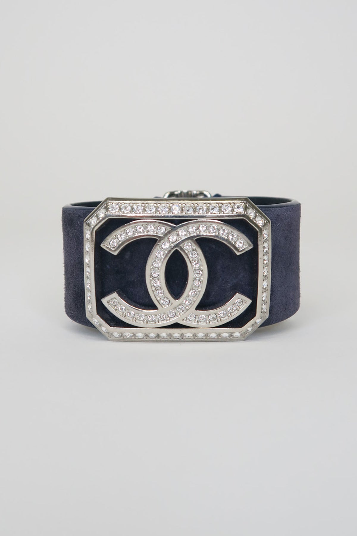 Chanel Strass CC Blue Suede Wrap Bracelet