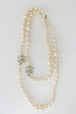 Chanel Faux Pearl CC Bead Strand Necklace