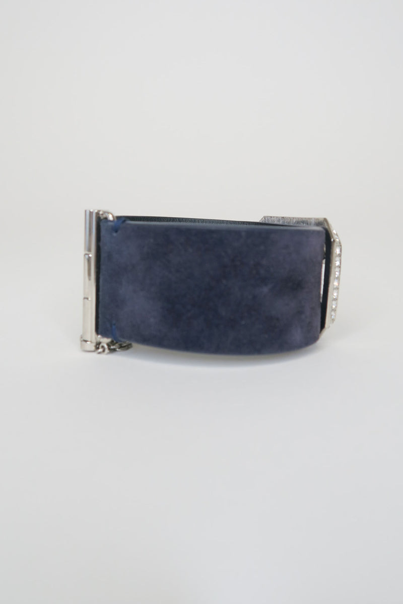 Chanel Strass CC Blue Suede Wrap Bracelet