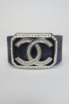Chanel Strass CC Blue Suede Wrap Bracelet