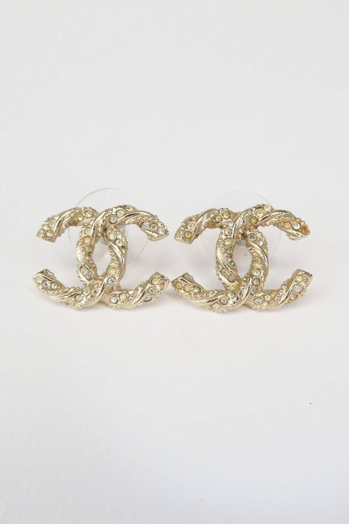 Chanel Strass CC Stud Earrings