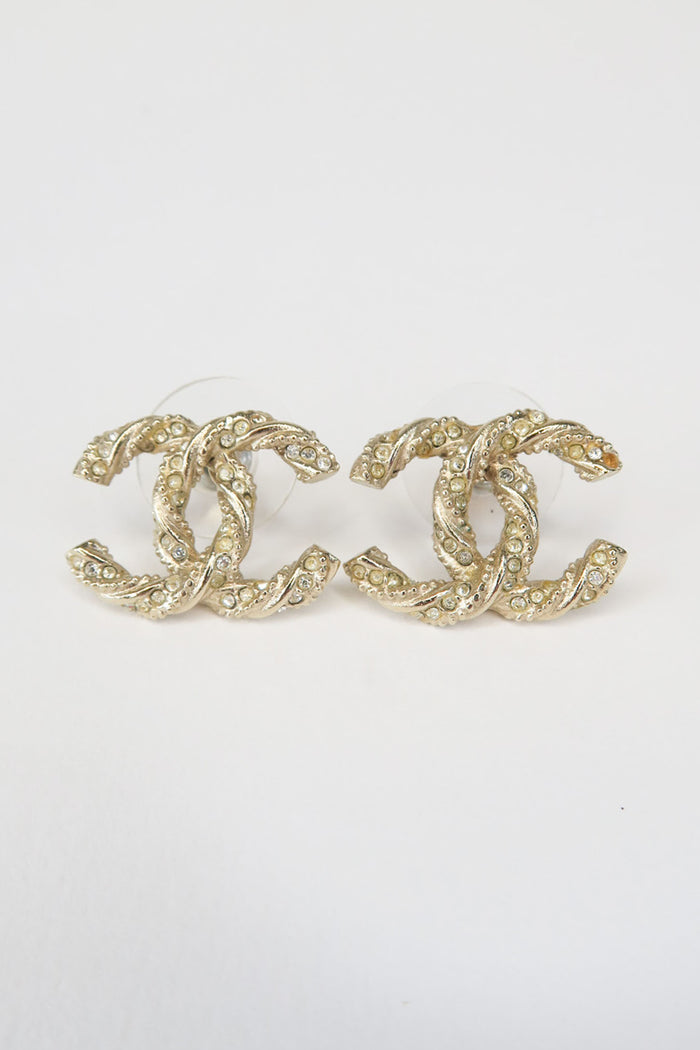 Chanel Strass CC Stud Earrings