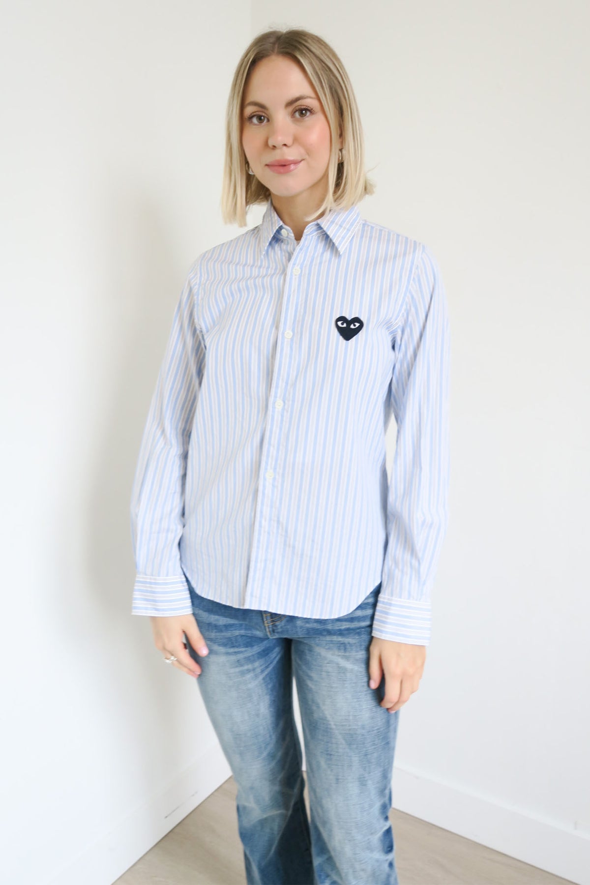 Comme des Garçons Play Long Sleeve Button-Up Top sz M