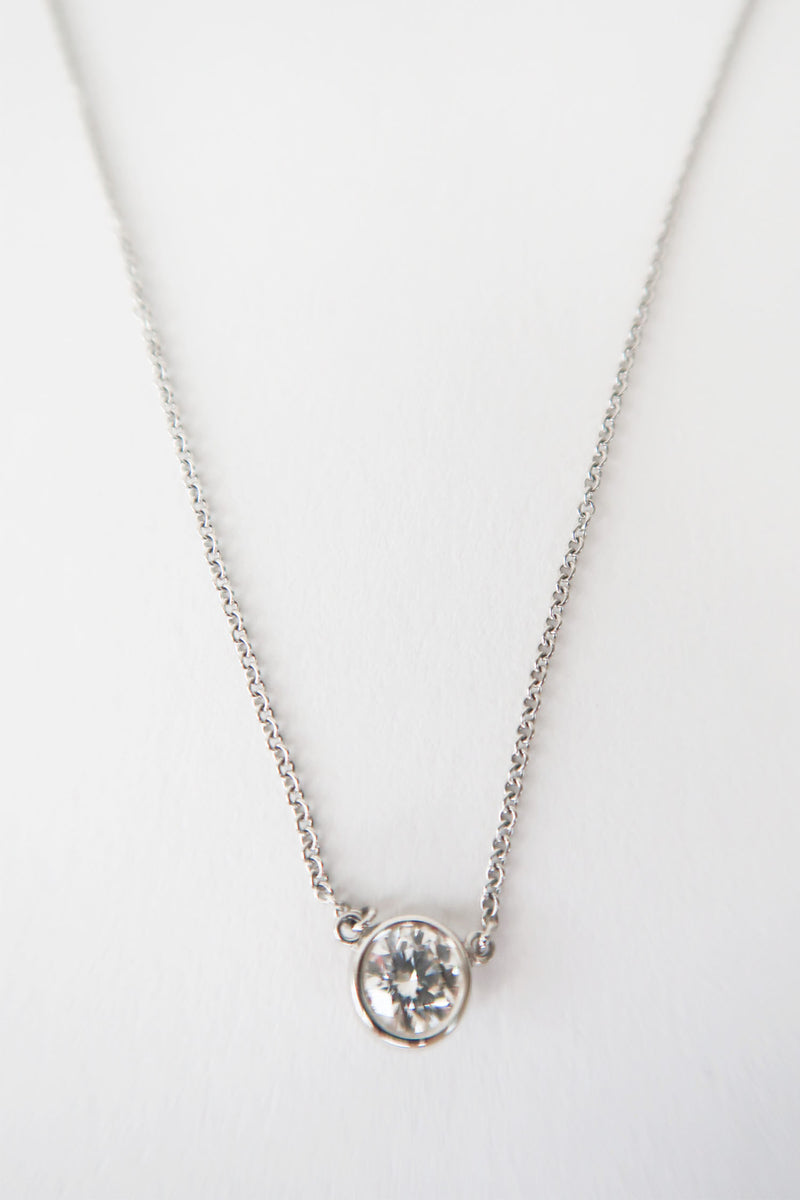 Tiffany & Co. Platinum Diamonds by the Yard Single Diamond Pendant Necklace