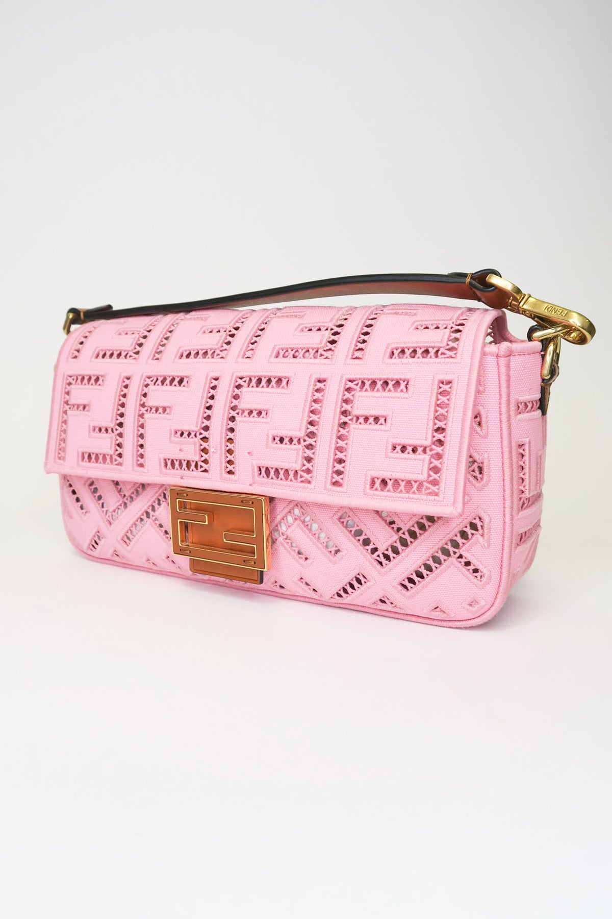 Fendi FF Ajour Embroidered Baguette