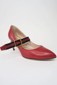 Gucci Web Accent Leather Pumps sz 35.5