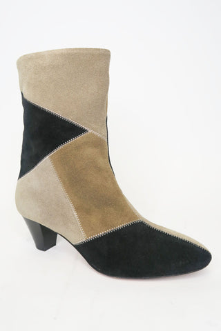 Isabel Marant Suede Colourblock Pattern Boots sz 6 - Designer Boots at The Find Luxury Resale - Vancouver, Canada