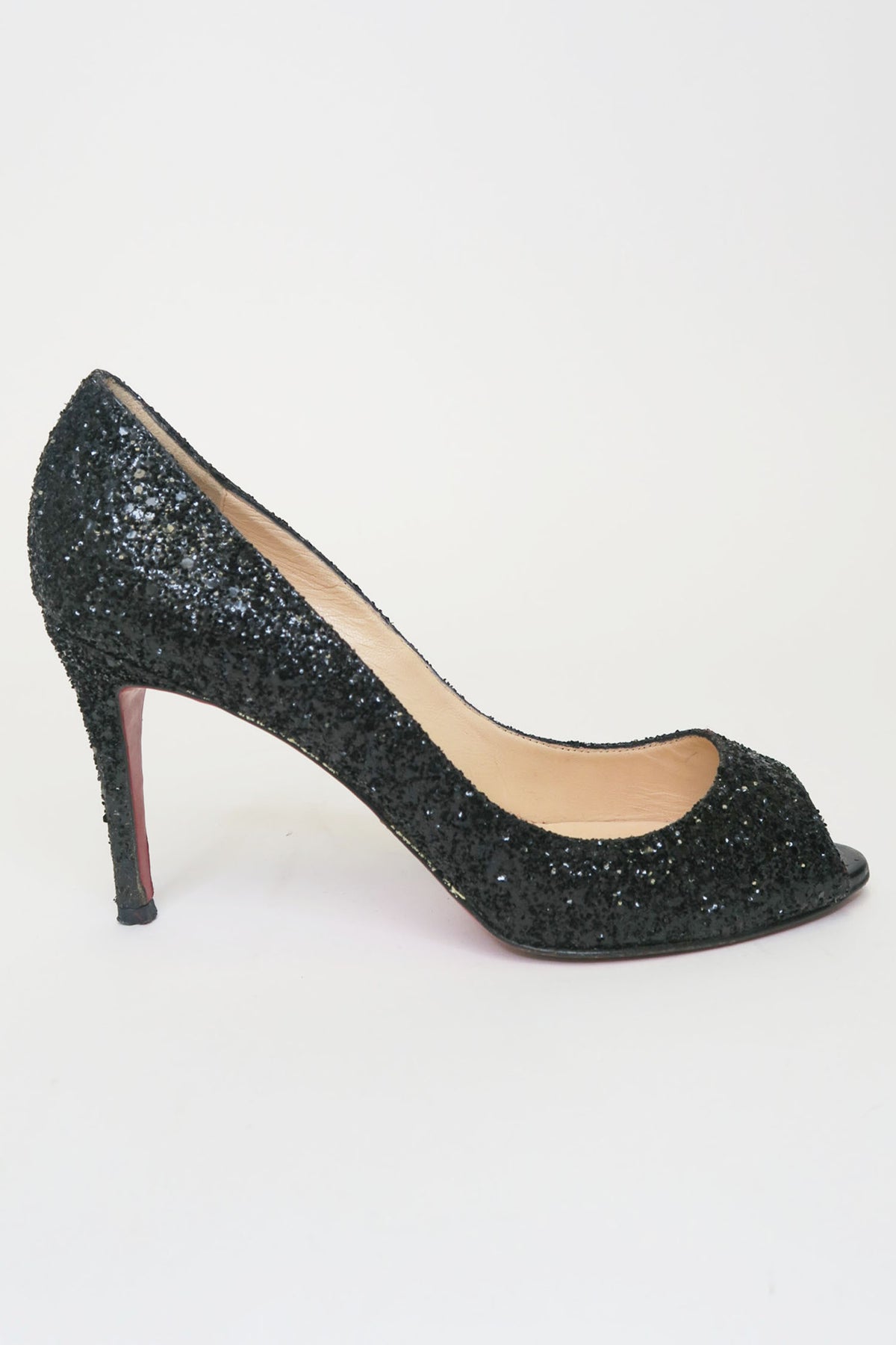 Christian Louboutin Leather Glitter Accents Pumps sz 37.5