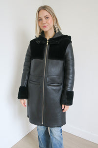 Maje Leather Shearling Coat sz 38