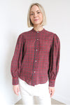 Nili Lotan Plaid Print Long Sleeve Button-Up Top sz S