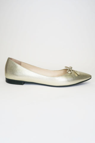 Prada Gold Leather Flats sz 35.5 - Designer Flats at The Find Luxury Resale - Vancouver, Canada