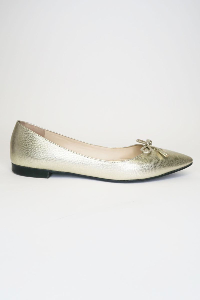 Prada Gold Leather Flats sz 35.5