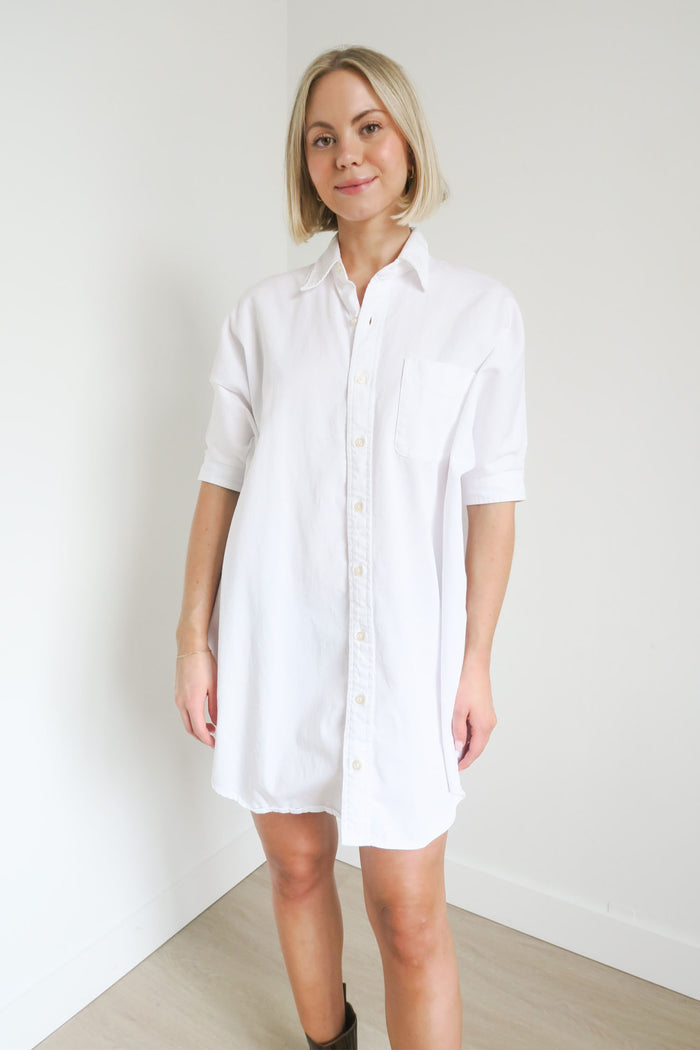 R13 Oversized Boxy Button Up Dress In White sz XXS