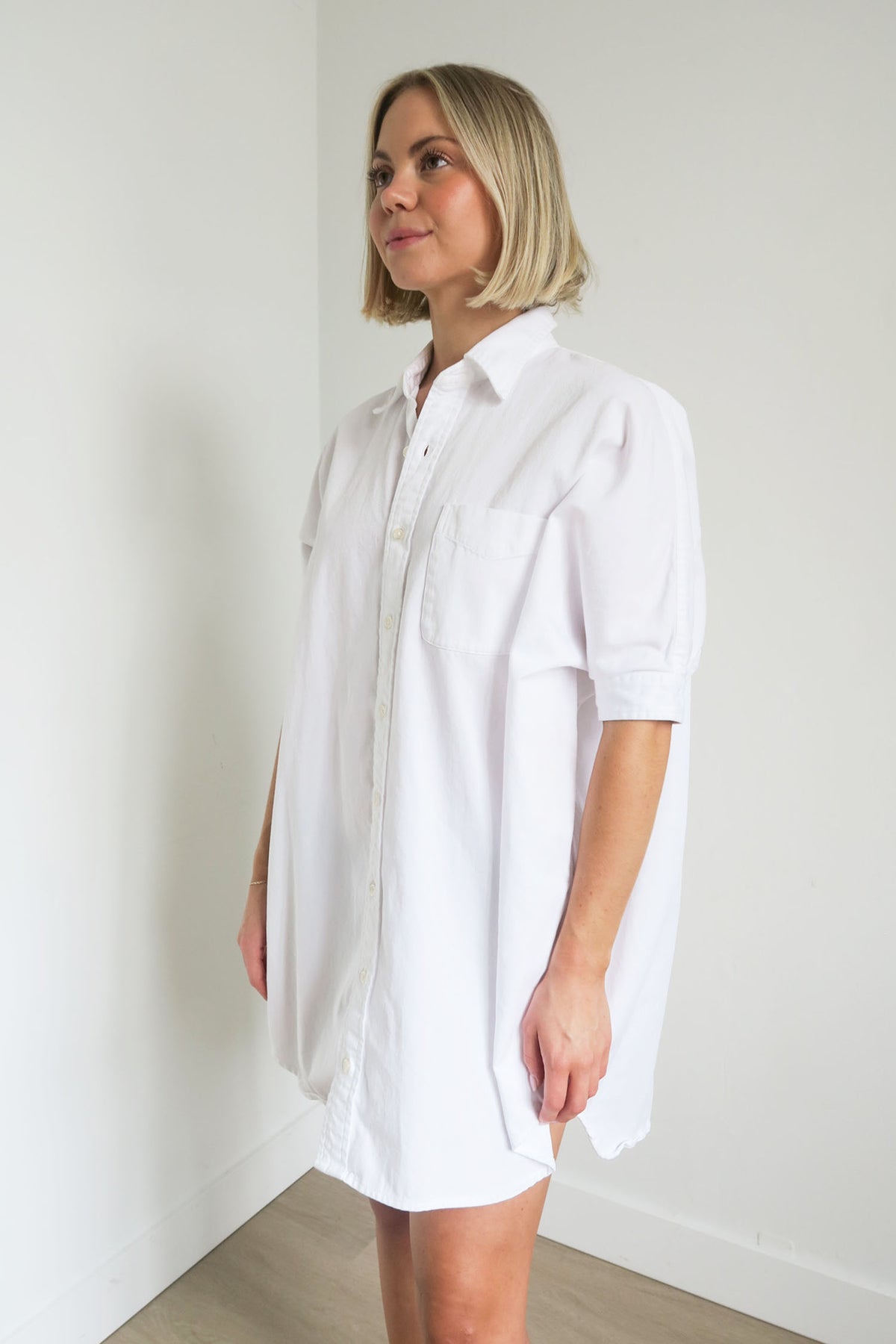 R13 Oversized Boxy Button Up Dress In White sz XXS