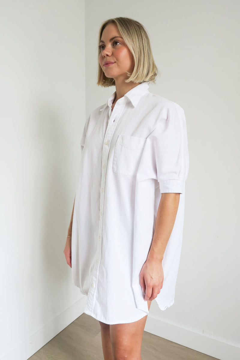 R13 Oversized Boxy Button Up Dress In White sz XXS