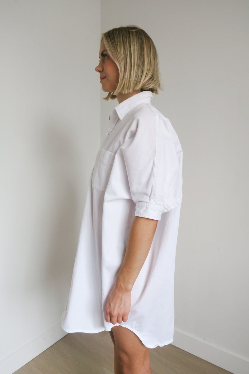 R13 Oversized Boxy Button Up Dress In White sz XXS