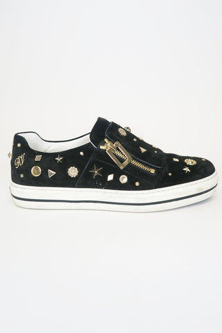 Roger Vivier Velvet Studded Accents Sneakers sz 37.5 - Designer Sneakers at The Find Luxury Resale - Vancouver, Canada