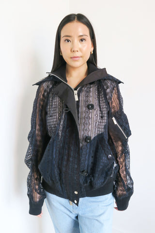 Sacai Lace Bomber Jacket sz L - Designer Jackets at The Find Luxury Resale - Vancouver, Canada