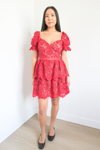 Self-Portrait Lace Pattern Mini Dress sz 6 - Designer Dresses at The Find Luxury Resale - Vancouver, Canada