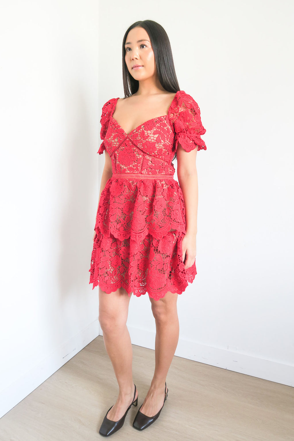 Self-Portrait Lace Pattern Mini Dress sz 6