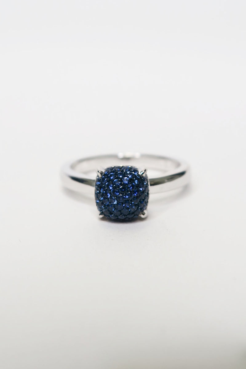 Tiffany & Co. 18k White Gold Blue Sapphire Sugar Stack Ring