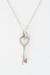 Tiffany & Co. 18K Diamond Heart Key Pendant Necklace