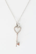 Tiffany & Co. 18K Diamond Heart Key Pendant Necklace