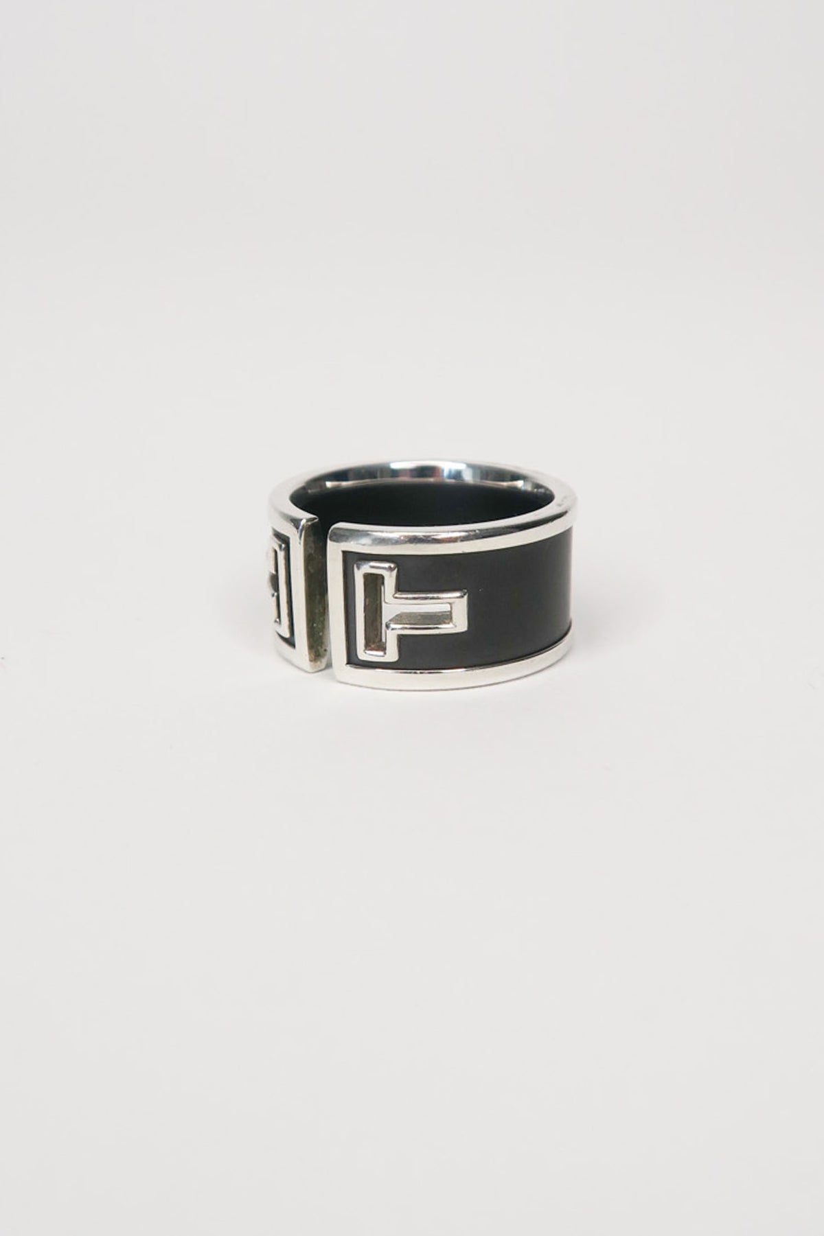 Tiffany & Co. Sterling Silver Black Ceramic T Cutout Ring