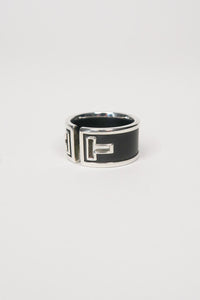 Tiffany & Co. Sterling Silver Black Ceramic T Cutout Ring