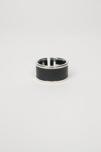 Tiffany & Co. Sterling Silver Black Ceramic T Cutout Ring