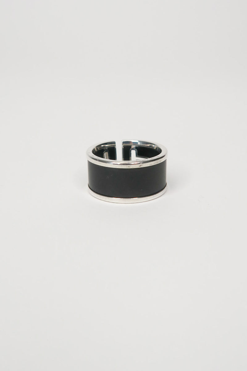 Tiffany & Co. Sterling Silver Black Ceramic T Cutout Ring