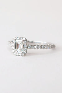 Tiffany & Co. Soleste Emerald Cut 0.43 ct Halo Engagement Ring