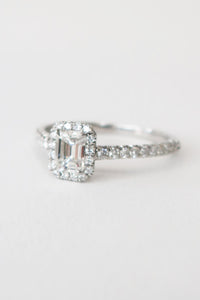 Tiffany & Co. Soleste Emerald Cut 0.43 ct Halo Engagement Ring