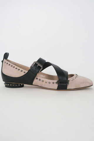 Valentino Rockstud Accents Suede Flats sz 36 - Designer Flats at The Find Luxury Resale - Vancouver, Canada