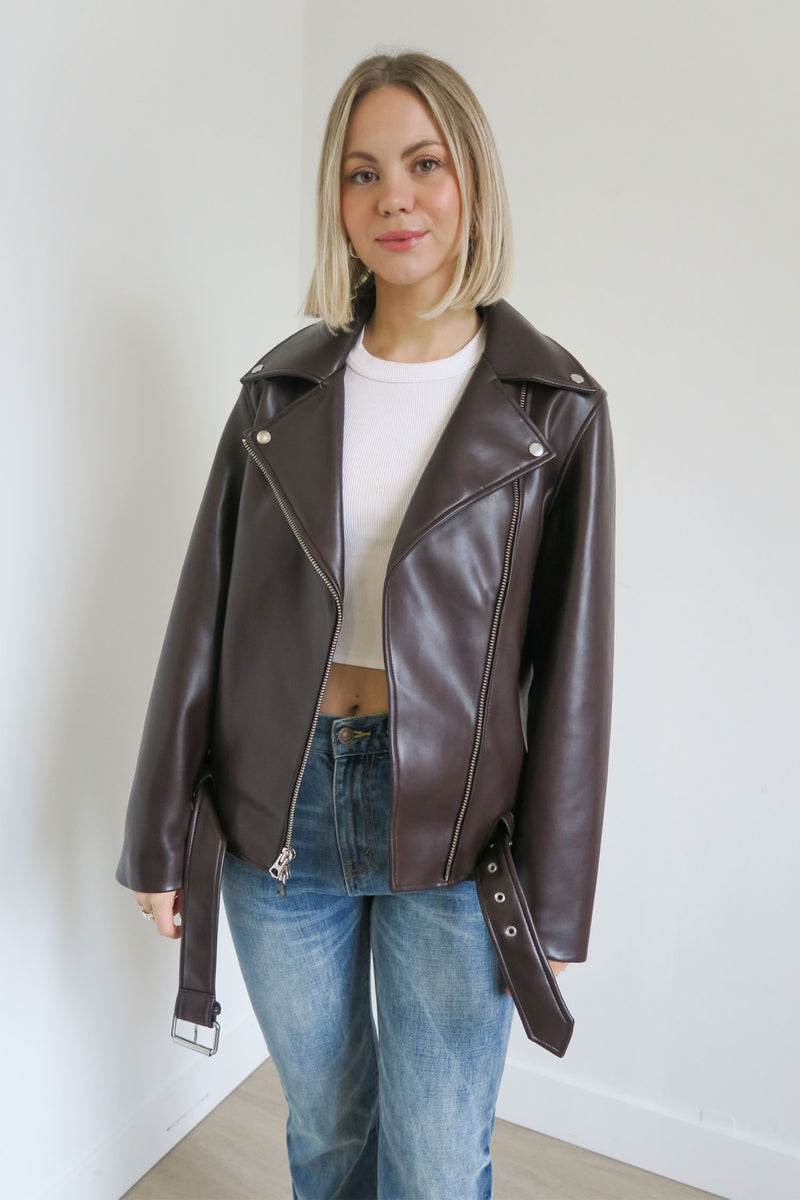 Wilfred Oversized Faux Leather Jacket sz XS