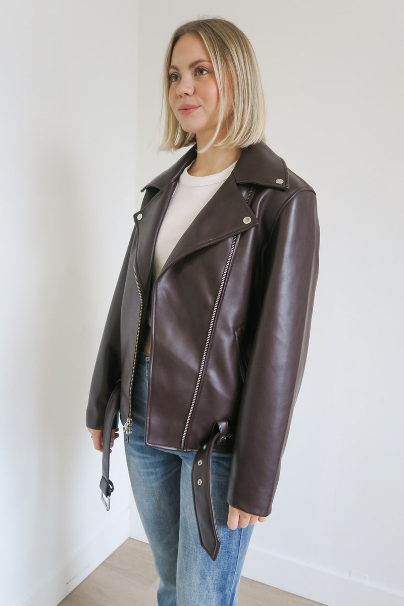 Wilfred Oversized Faux Leather Jacket sz XS