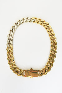 Saint Laurent Two-Tone Curb Chain Collar Necklace