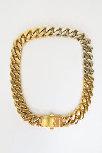 Saint Laurent Two-Tone Curb Chain Collar Necklace