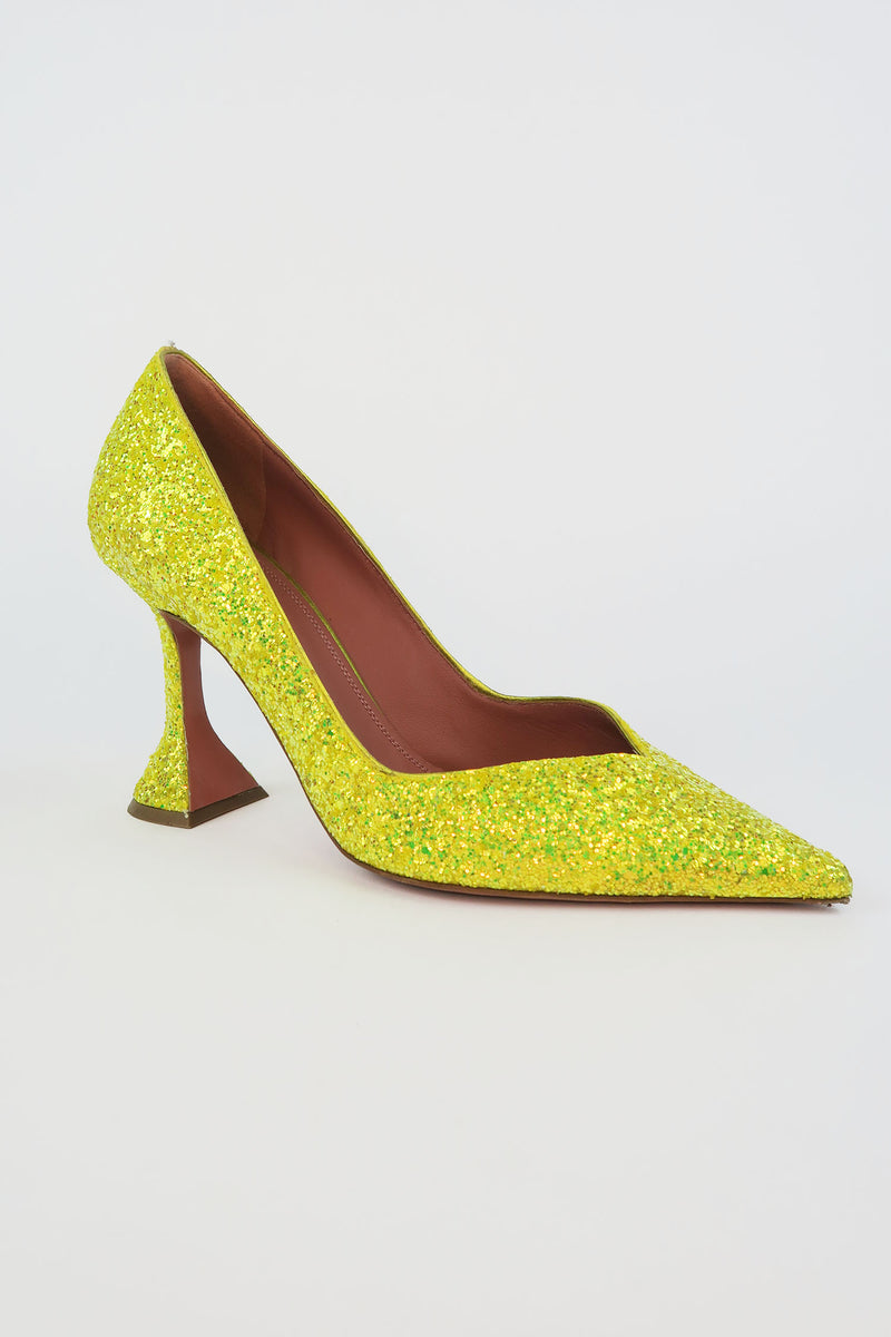 Amina Muaddi Gold Glitter Pumps sz 38.5