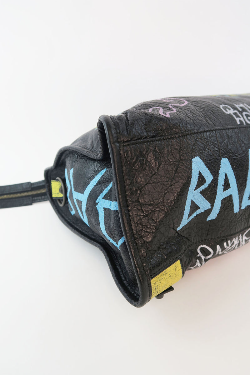 Balenciaga Motocross Classic Graffiti City S Bag - Black Handle Bags,  Handbags - BAL236008