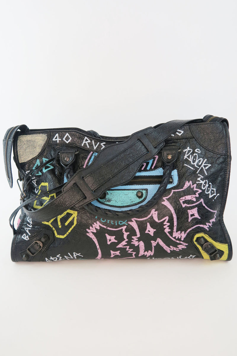 Balenciaga Graffiti Motocross Classic City Bag