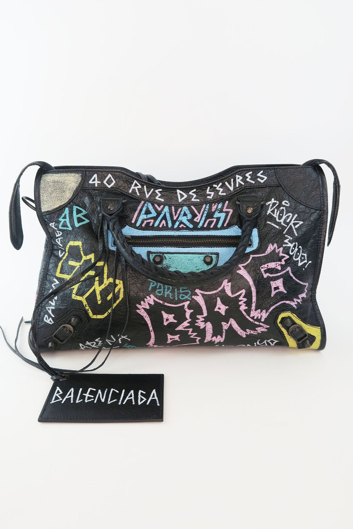 Balenciaga Graffiti Motocross Classic City Bag