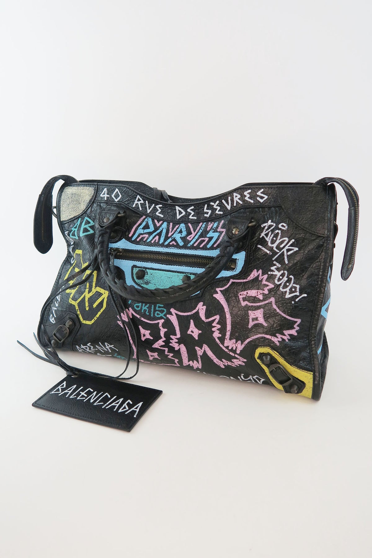 Balenciaga Graffiti Motocross Classic City Bag